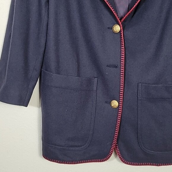 Vintage Limited Women 100% Wool Blazer Size S/M Navy Gold Button Classic Preppy - Picture 3 of 16